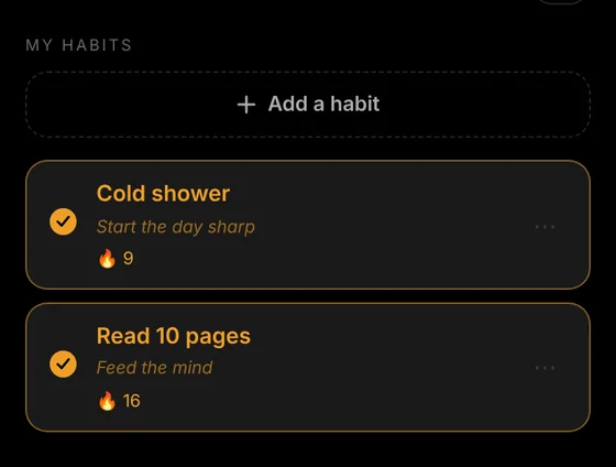 Custom habits in My Habits.